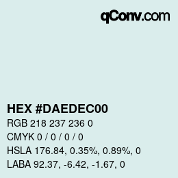 颜色代码: HEX #DAEDEC00 | qconv.com