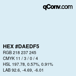 Color code: HEX #DAEDF5 | qconv.com