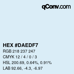 颜色代码: HEX #DAEDF7 | qconv.com