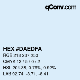 Color code: HEX #DAEDFA | qconv.com
