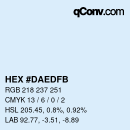 颜色代码: HEX #DAEDFB | qconv.com