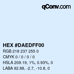 Color code: HEX #DAEDFF00 | qconv.com