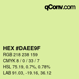 Farbcode: HEX #DAEE9F | qconv.com