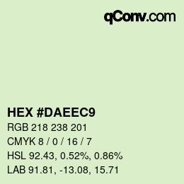 カラーコード: HEX #DAEEC9 | qconv.com