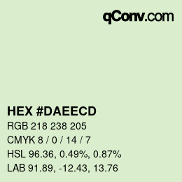 Color code: HEX #DAEECD | qconv.com