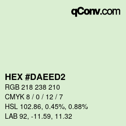 カラーコード: HEX #DAEED2 | qconv.com
