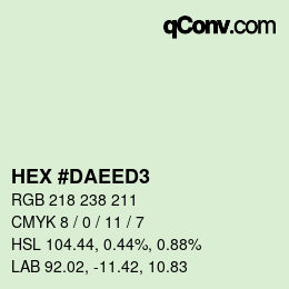 颜色代码: HEX #DAEED3 | qconv.com