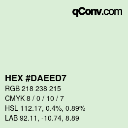 Color code: HEX #DAEED7 | qconv.com