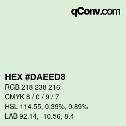 Color code: HEX #DAEED8 | qconv.com