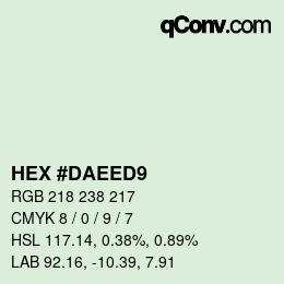 颜色代码: HEX #DAEED9 | qconv.com