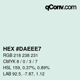 Color code: HEX #DAEEE7 | qconv.com