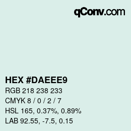 Color code: HEX #DAEEE9 | qconv.com