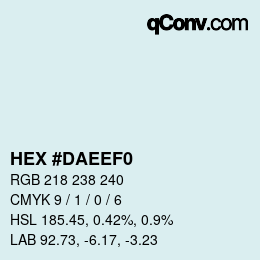 Código de color: HEX #DAEEF0 | qconv.com