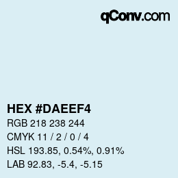 颜色代码: HEX #DAEEF4 | qconv.com