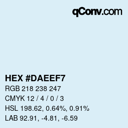 Color code: HEX #DAEEF7 | qconv.com