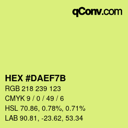 Color code: HEX #DAEF7B | qconv.com