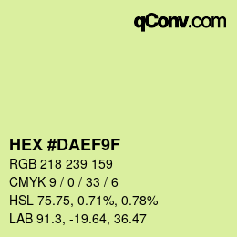 カラーコード: HEX #DAEF9F | qconv.com