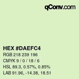 カラーコード: HEX #DAEFC4 | qconv.com