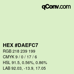 カラーコード: HEX #DAEFC7 | qconv.com