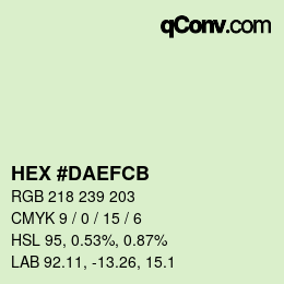 Color code: HEX #DAEFCB | qconv.com