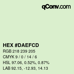 カラーコード: HEX #DAEFCD | qconv.com