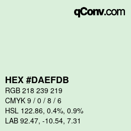 カラーコード: HEX #DAEFDB | qconv.com