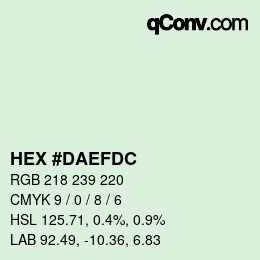 カラーコード: HEX #DAEFDC | qconv.com
