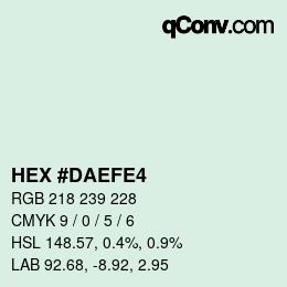 Color code: HEX #DAEFE4 | qconv.com