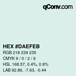 Color code: HEX #DAEFEB | qconv.com