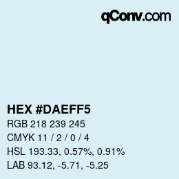 Color code: HEX #DAEFF5 | qconv.com