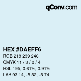 Color code: HEX #DAEFF6 | qconv.com