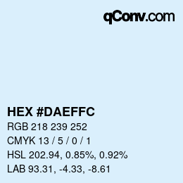 Color code: HEX #DAEFFC | qconv.com