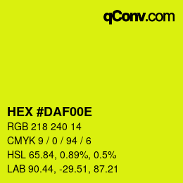 カラーコード: HEX #DAF00E | qconv.com