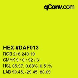 颜色代码: HEX #DAF013 | qconv.com