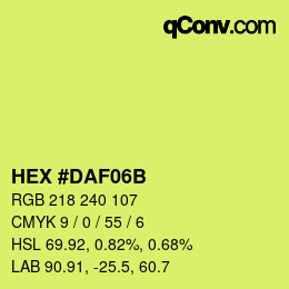 颜色代码: HEX #DAF06B | qconv.com