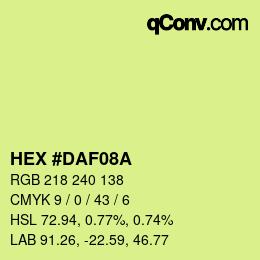 颜色代码: HEX #DAF08A | qconv.com