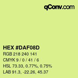 Farbcode: HEX #DAF08D | qconv.com