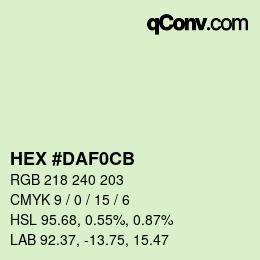 Color code: HEX #DAF0CB | qconv.com