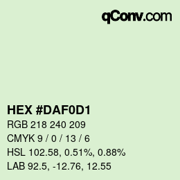 Color code: HEX #DAF0D1 | qconv.com