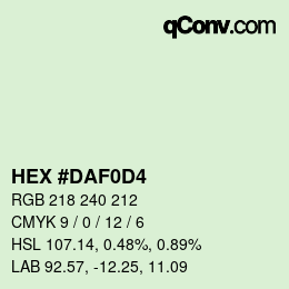 Color code: HEX #DAF0D4 | qconv.com