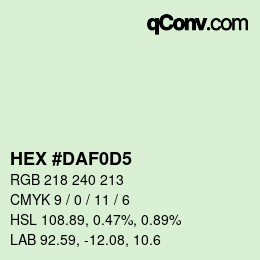 カラーコード: HEX #DAF0D5 | qconv.com