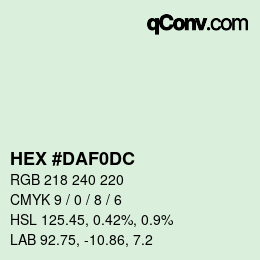 Color code: HEX #DAF0DC | qconv.com