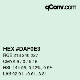 Color code: HEX #DAF0E3 | qconv.com