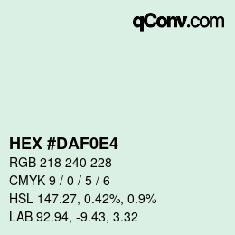 Color code: HEX #DAF0E4 | qconv.com