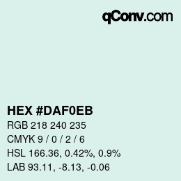 Color code: HEX #DAF0EB | qconv.com