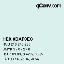 Color code: HEX #DAF0EC | qconv.com