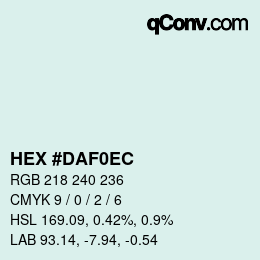 カラーコード: HEX #DAF0EC | qconv.com