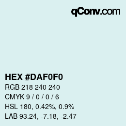 Farbcode: HEX #DAF0F0 | qconv.com