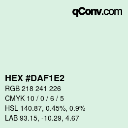カラーコード: HEX #DAF1E2 | qconv.com