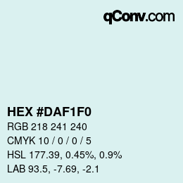 Color code: HEX #DAF1F0 | qconv.com